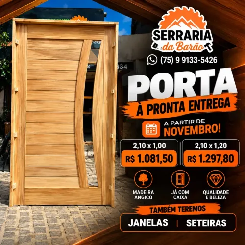 Porta Meia Lua em Madeira Angico com Caixa - Pronta Entrega