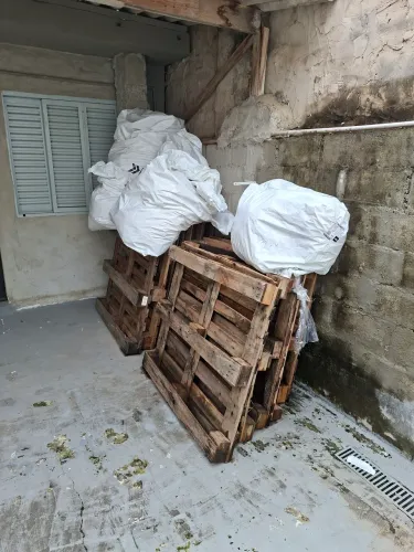 Doação paletes e sacos plásticos