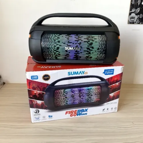 Caixa de Som Bluetooth Portátil 60W de Potência Sumay Firebox