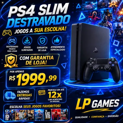 Ps4 slim DESTRAVADO COM JOGOS A SUA ESCOLHA + GARANTIA DE LOJA 