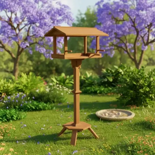 Tratador Comedouro para pássaros com Suporte Pedestal Tripé - Varanda & Jardim