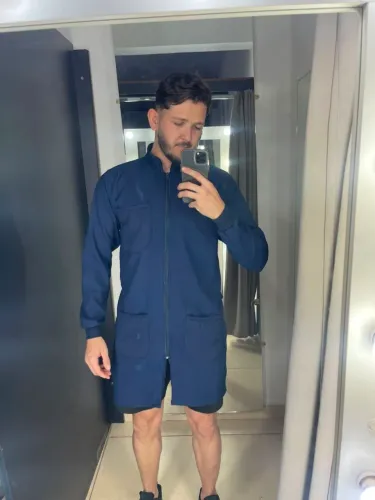 Jaleco masculino em gabardine/oxford