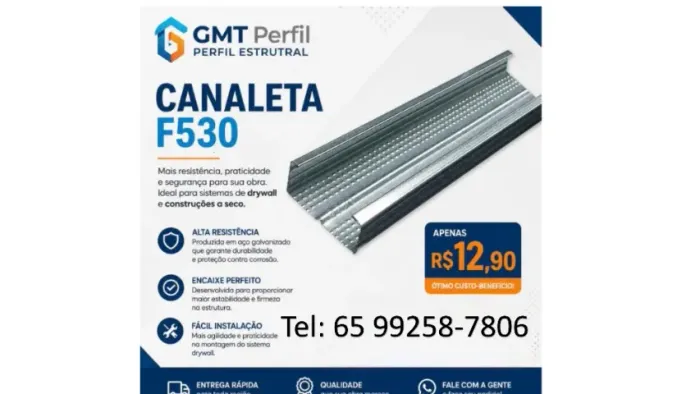 Perfil para Forro de Drywall Canaleta F530
