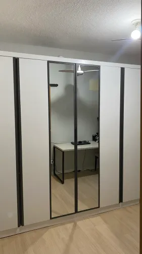 Guarda Roupa Casal 6 Portas Branco C/ espelho