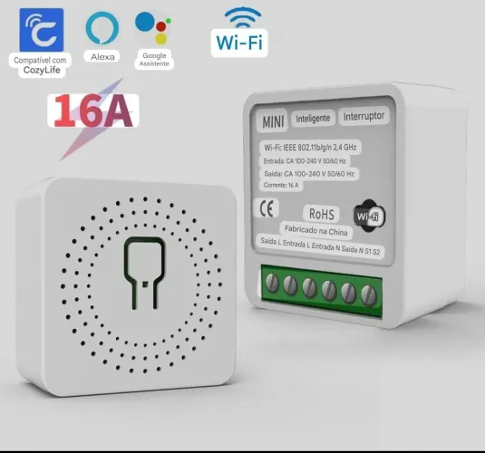 WiFi Smart Mini Switch 16A Controle De Voz Funciona Com Alexa Google