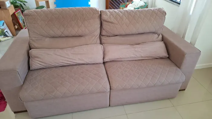 Sofá retrátil reclinavel, cinza.