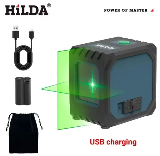Nível a Laser Profissional USB bateria Recarregável 2 linhas