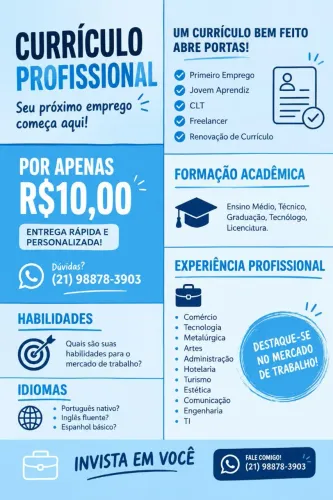 Faço currículo profissional