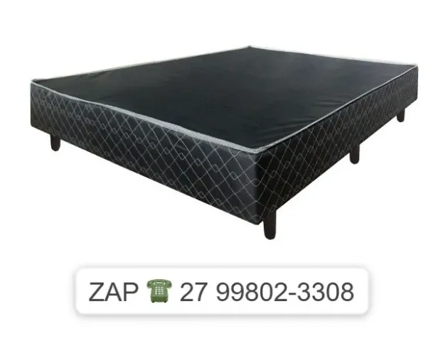 -BASE BOX CASAL EMOBILI 138 X 188 X 30 TEC PRETO-FRETE GRATIS