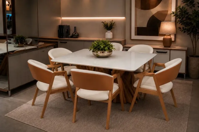 Mesa de Jantar 160x90 6 Lugares 100% Madeira Conforto e Elegância 