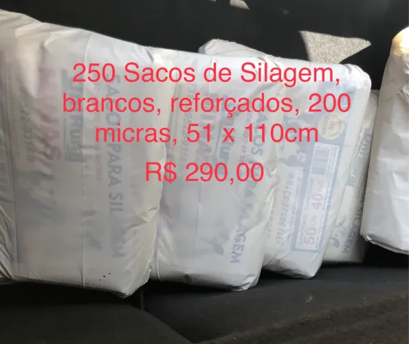 250 sacos de silagem brancos, 200 micra, 61x110cm