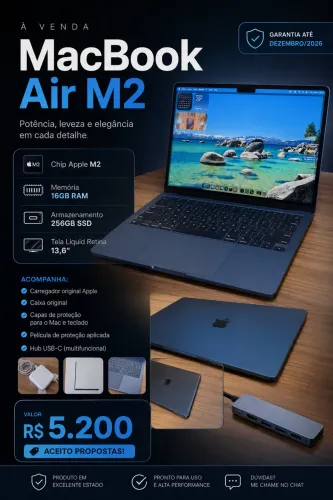 MacBook Air M2, 16RAM 256GB / Garantia até DEZ