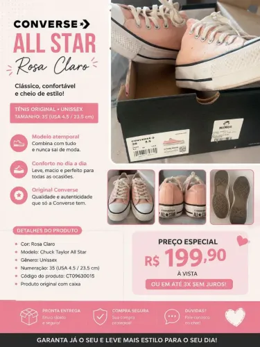 Tênis ALL star Rosa Lindo