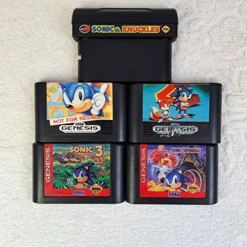 Coleção Sonic 1,2,3, Knuckles, Spinball Originais Americanos Mega Drive