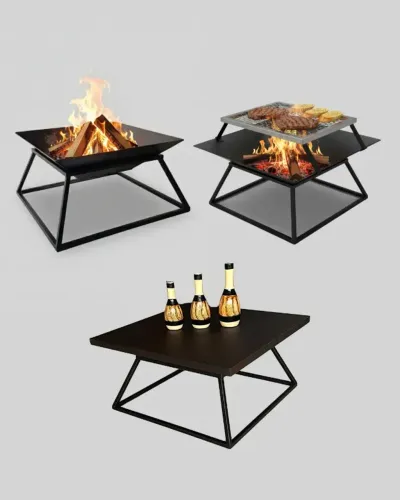 Churrasqueira Portátil 60cm +Lareira Externa+ Mesa de Apoio
