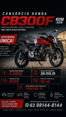 CONSÓRCIO CB300F 2027 0km