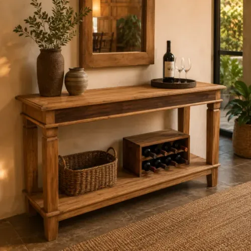 APARADOR COM TAMPO DE MESA EM PEROBA ROSA