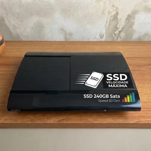 Ps3 Super Slim Desbloqueado - SSD Sata + 10 jogos mídia física