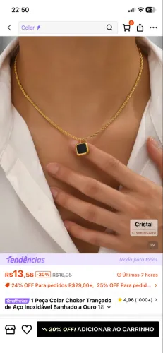 Peça colar e pulseira Choker trançado de aço inoxidável banhado a ouro 18