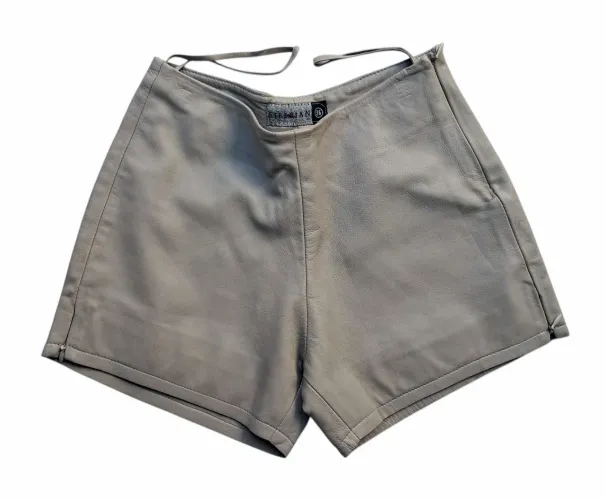 shorts siberian couro legítimo bege 36