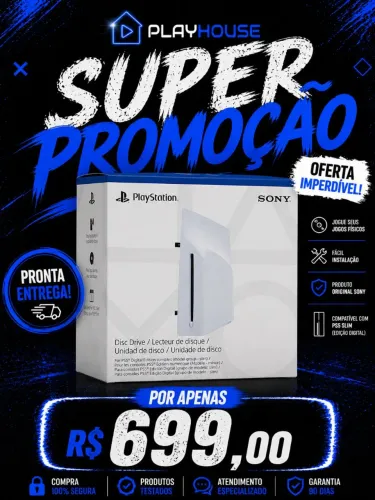 Leitor de Disco PS5 Slim Original Sony | Novo Lacrado | R$699