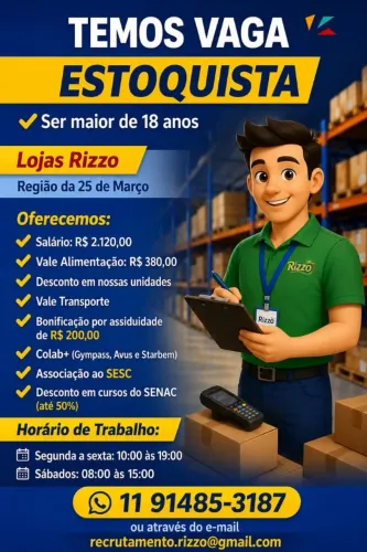 VAGAS LOJAS RIZZO
