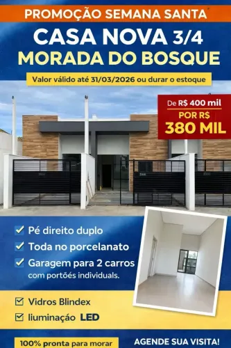 Promoção Relâmpago. Baixou! Última unidade. Casa de 3 quartos vizinho à Av. Fraga Maia.