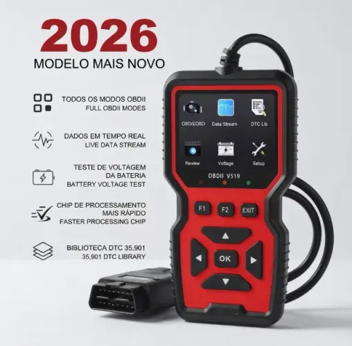 Scanner Automotivo OBD2 V519 2026 Diagnóstico Completo Multimarcas