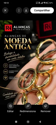Aliança de moeda antiga