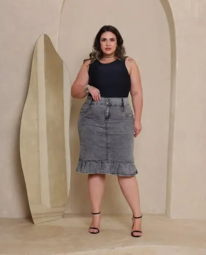 Saia Jeans Plus Size