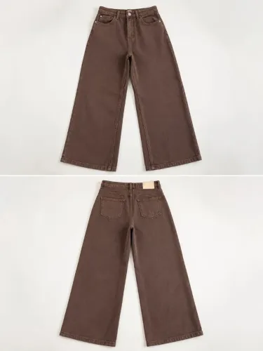 Calça Wide Leg Marrom