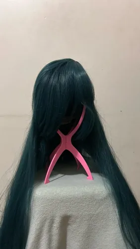 peruca longa verde