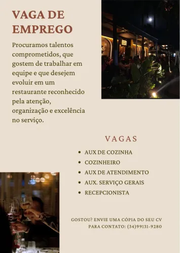 VAGA NO SETOR DE RESTAURANTE