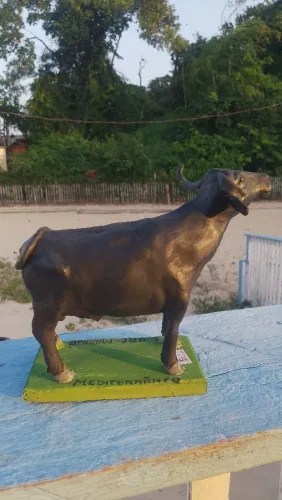Bufalo mediterrâneo escultura em cerâmica