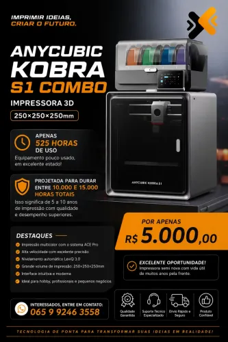Impressora 3D Anycubic Kobra S1 ? Combo 250x250x250mm