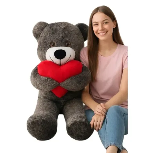 Urso de Pelucia Gigante Abraçado Almofada de Coração 1 metro Presente dia dos Namorados