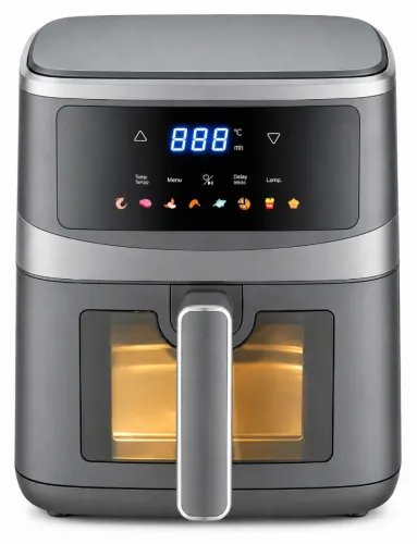 PROMOÇÃO Airfryer Premium Grafite Com Visor Transparente de vidro Grafite 220v e 127v