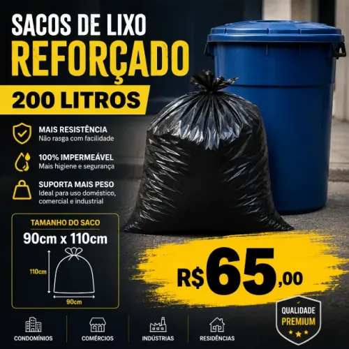 Sacos de lixo reforçado 200 litros 5kg