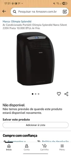 Ar-condicionado Portátil Olimpia Splendid Nano Silent 220V 
