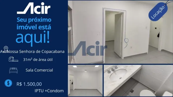 Sala Comercial para Alugar em Copacabana, Rio de Janeiro