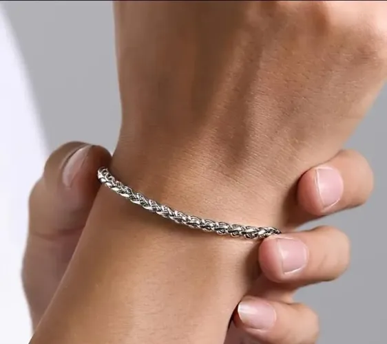 Pulseira corrente cobra detalhada aço inoxidável 