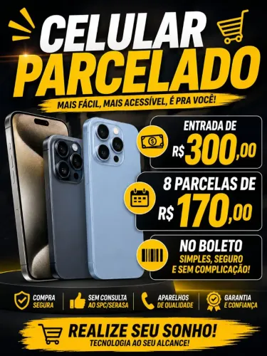 Celular parcelado no boleto 