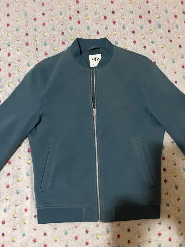 jaqueta bomber zara verde-azulado