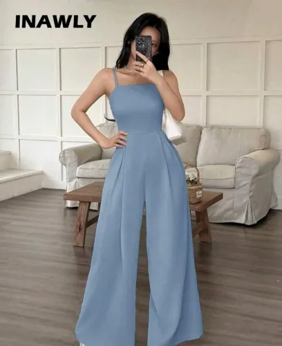Macacão longo feminino azul bebê