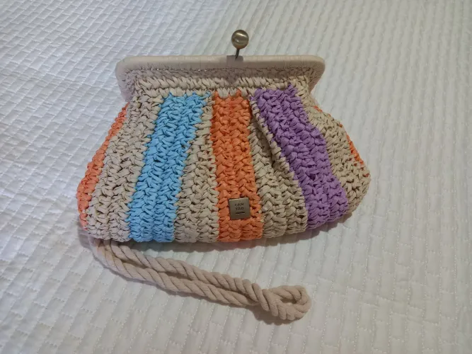 Bolsa palha colorida cantão