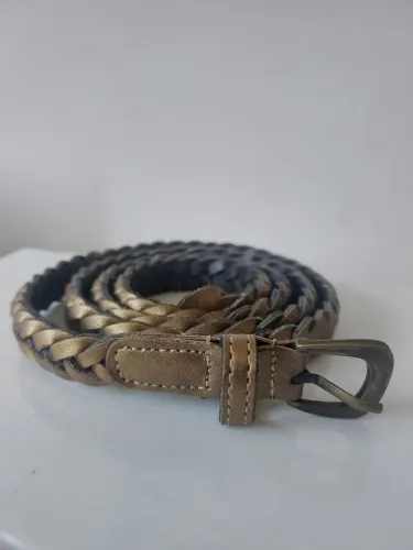 Cinto Feminino Trançado Ouro Velho - Fivela Envelhecida - 100cm x 1cm