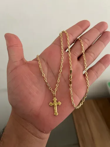 Corrente com pingente cruz Ouro 18k