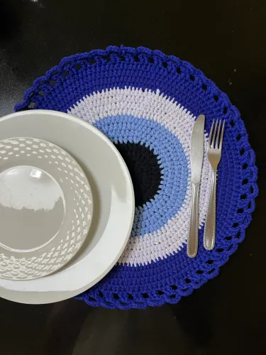 Kit 8 sousplat olho grego crochê