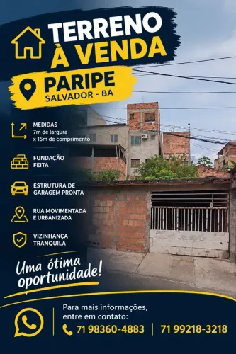 TERRENO 105M² - COM FUNDAÇÃO E GARAGEM