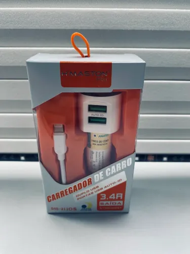 Carregador de carro 2 portas USB mais cabo para iPhone 